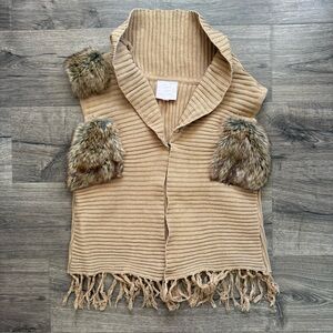 Romeo & Juliet Couture Tan Brown Sleeveless Faux Fur Vest Large Women Vintage